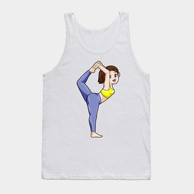 Woman at Yoga Stretching exercises Legs Tank Top by Markus Schnabel